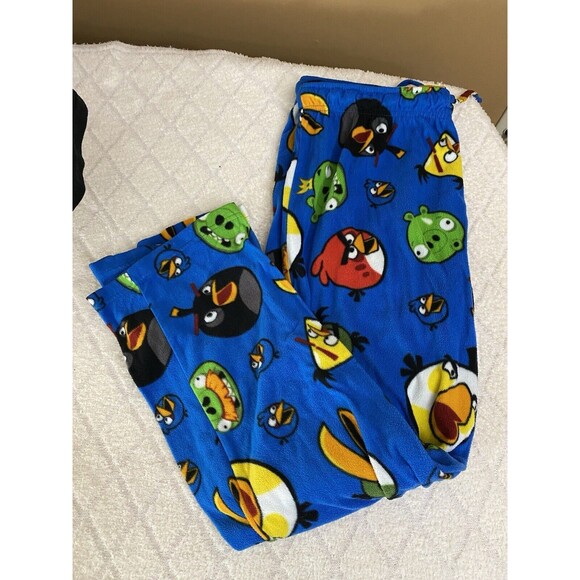 Angry Birds 2009 Black Graphic Print Shirt An Blue Pajama Pants Set Size L - Picture 8 of 16
